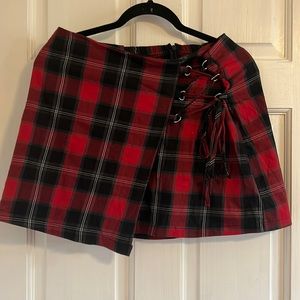 Red plaid skirt